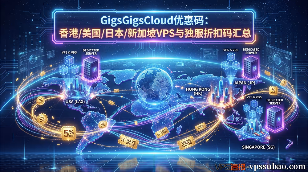 GigsGigsCloud优惠码2026年2月最新汇总:香港/美国/日本/新加坡VPS、VDS与独立服务器折扣码大全