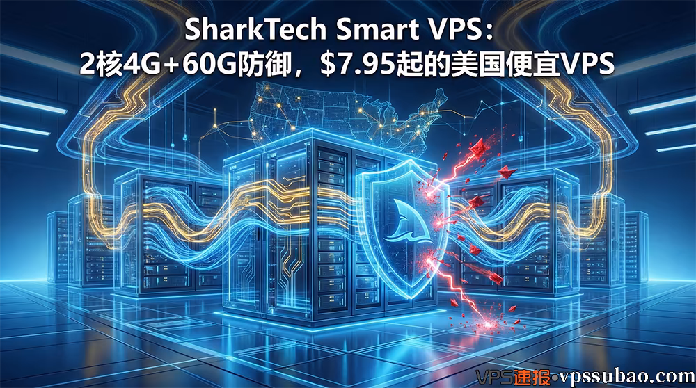 SharkTech Smart VPS:搭载金牌至强处理器的 2核4G 高防VPS,提供60G防御的美国便宜VPS展示图 - VPS速报
